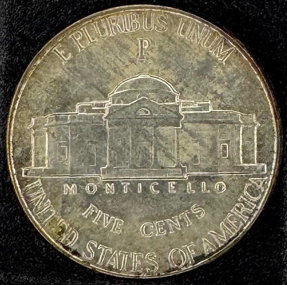 1942-1945 US Wartime Silver Nickel TONED BU Set 11 Coins Capitol Plastic Holder9
