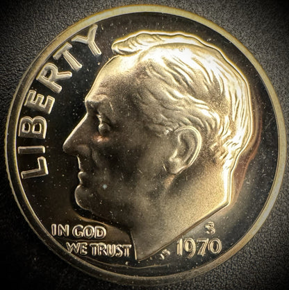 1970-S PROOF Roosevelt Dime 10C Clad Coin From US Mint Proof Set0