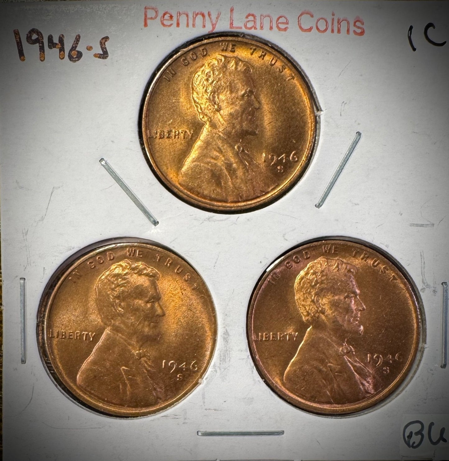 1946-S Lincoln Wheat Cent RED Brilliant Uncirculated Lot Of 9 Coins5