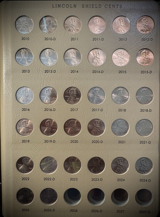 2010-2025 P D Lincoln Shield Cent Penny COMPLETE 32 Coin Set in NEW Dansco 71041