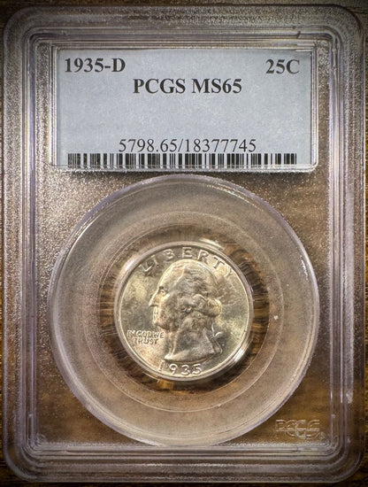 1935-D Washington Quarter PCGS MS65 GEM BU Brilliant Uncirculated0