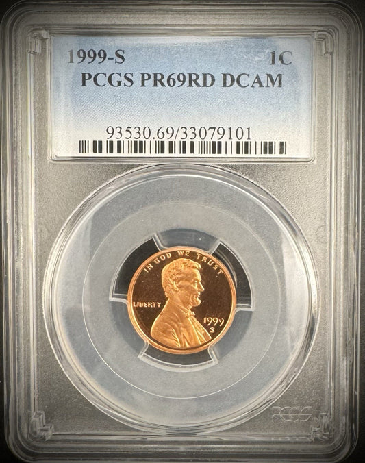 1999-S Lincoln Memorial Cent Penny PCGS PR69RD DCAM PROOF Coin DEEP CAMEO0