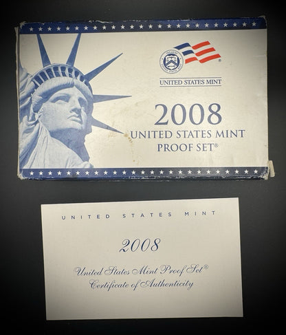 2008-S State Quarter GEM PROOF Clad 5 Coin Set w 2008 US Mint Box and COA2