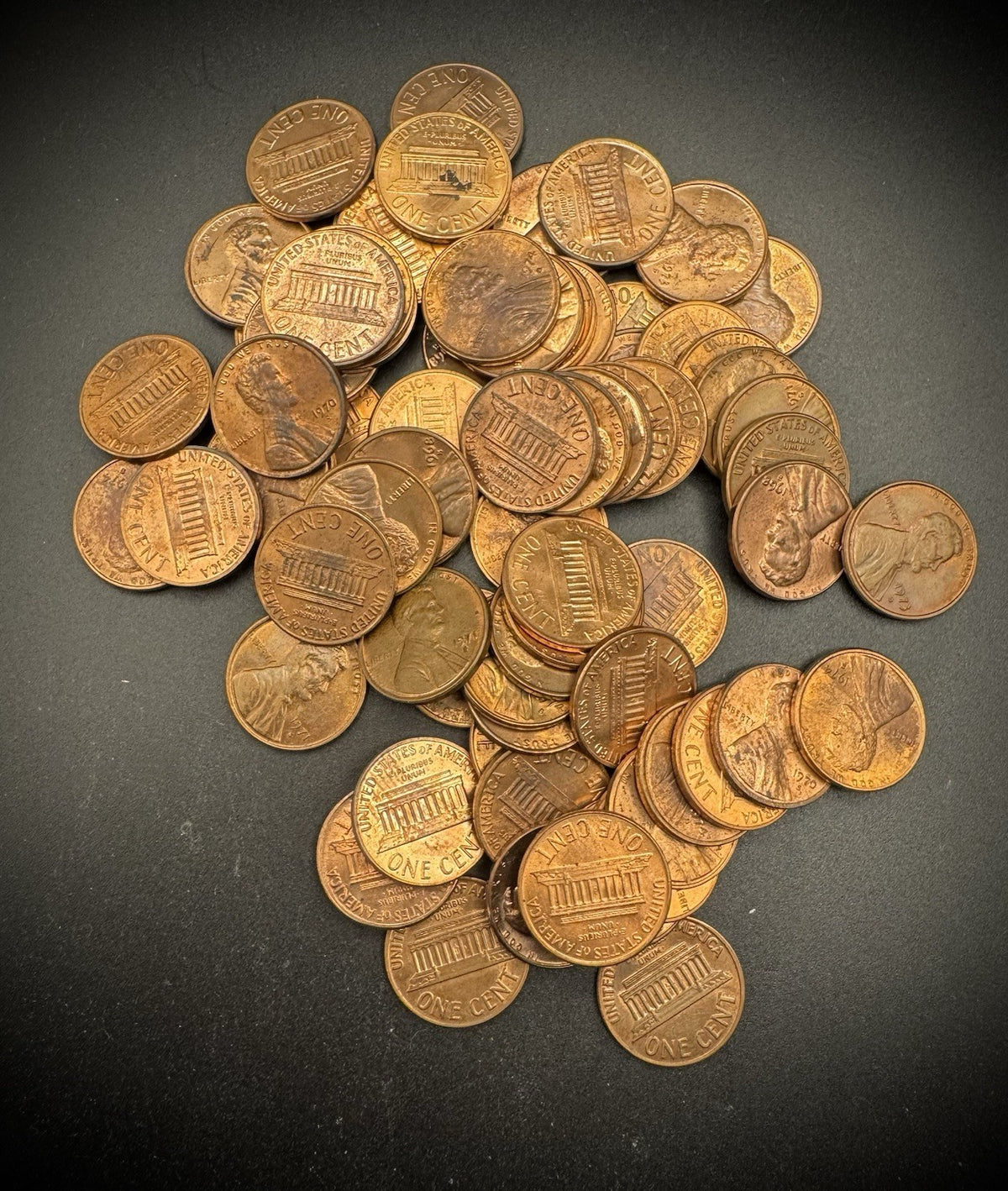 1 Lb 13 Oz Bag Of Copper Lincoln Memorial Cents 68-74 San Francisco AU/BU Toned3