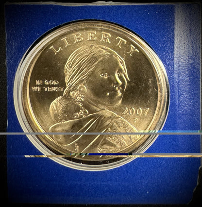 2007 P D Satin Finish Sacagawea Dollar 2 Coin Lot From US Mint Uncirculated Set2