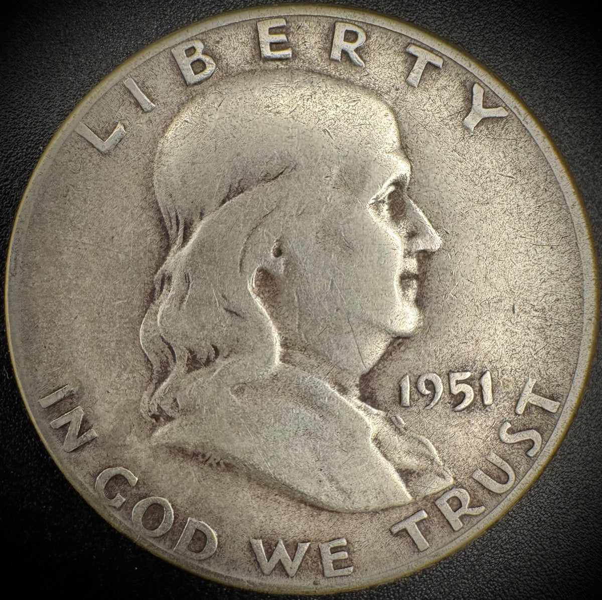 1951-S Franklin Half Dollar 90% Fine Silver Coin0