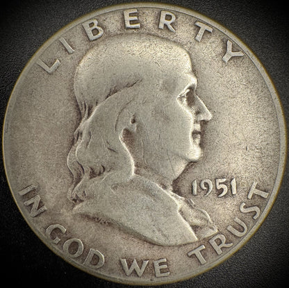 1951-S Franklin Half Dollar 90% Fine Silver Coin0