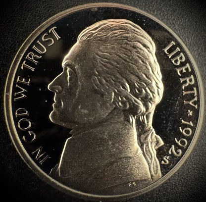1992-S Jefferson Nickel PROOF DEEP ULTRA CAMEO Coin From US Mint Proof Set0