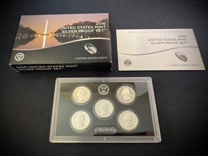 2016-S 90% .900 SILVER America the Beautiful Quarter Set w 2016 US MINT Box COA0