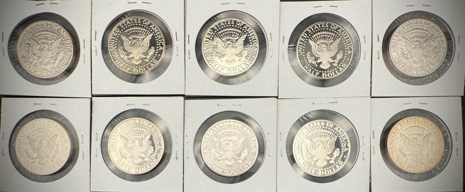 1990-1999 S Kennedy Half Dollar GEM PROOF DEEP ULTRA CAMEO Set Lot Of 10 Coins1