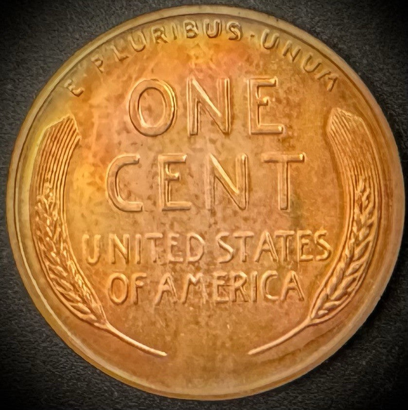 1951 Lincoln Wheat Cent MULTICOLORED TONED GEM PROOF 1