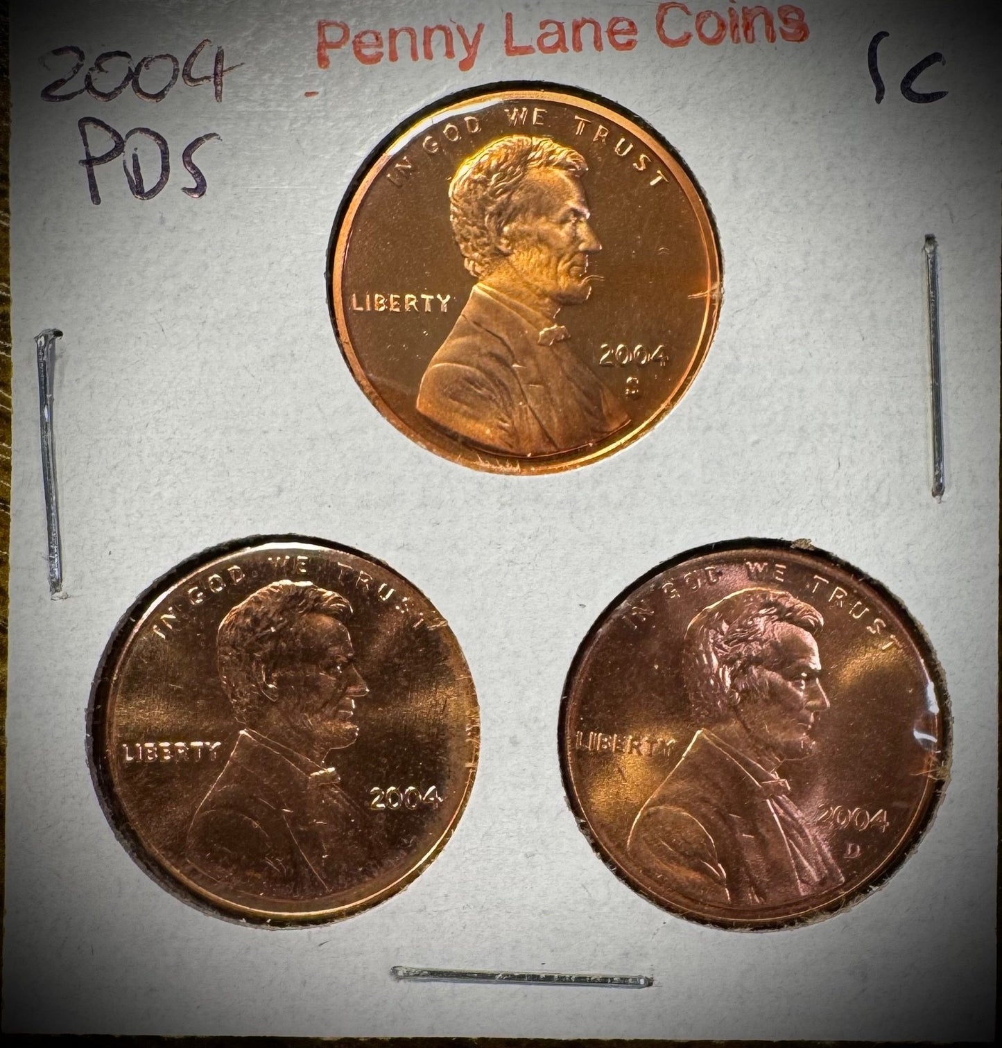 2004 P D S Lincoln Memorial Cent UNCIRCULATED + PROOF 3 Coin Lot0