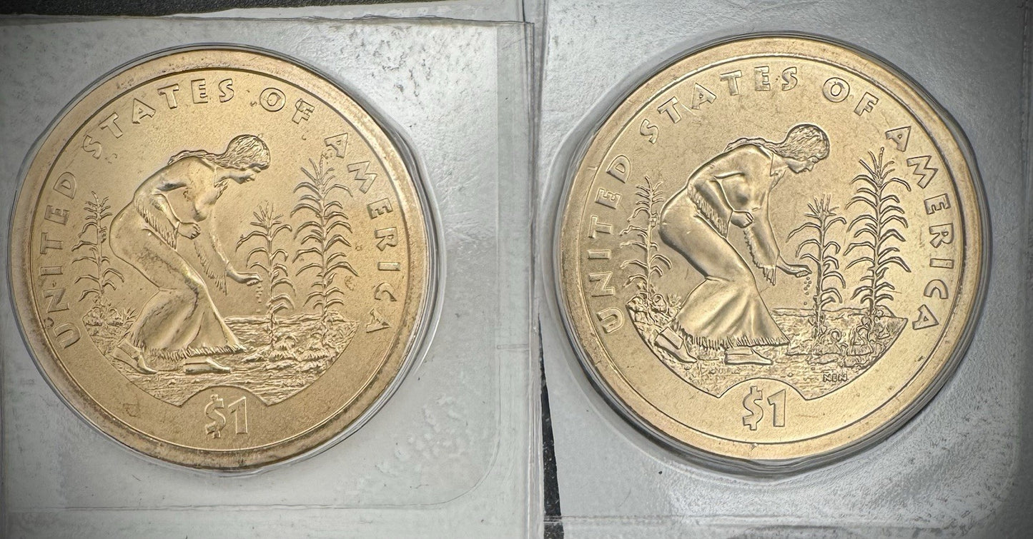 2009 P D Satin Finish Sacagawea Dollar 2 Coin Lot From US Mint Uncirculated Set1