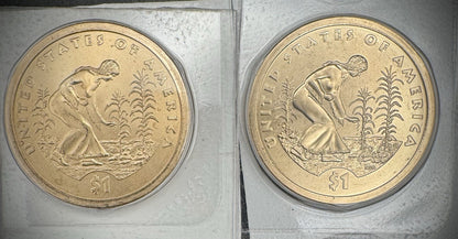 2009 P D Satin Finish Sacagawea Dollar 2 Coin Lot From US Mint Uncirculated Set1
