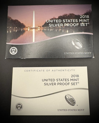 2018-S 90% SILVER America the Beautiful PROOF Quarter Set w 2018 US MINT Box COA3