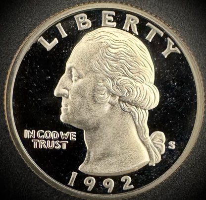 1992-S Washington Quarter GEM PROOF Clad DEEP ULTRA CAMEO Coin0