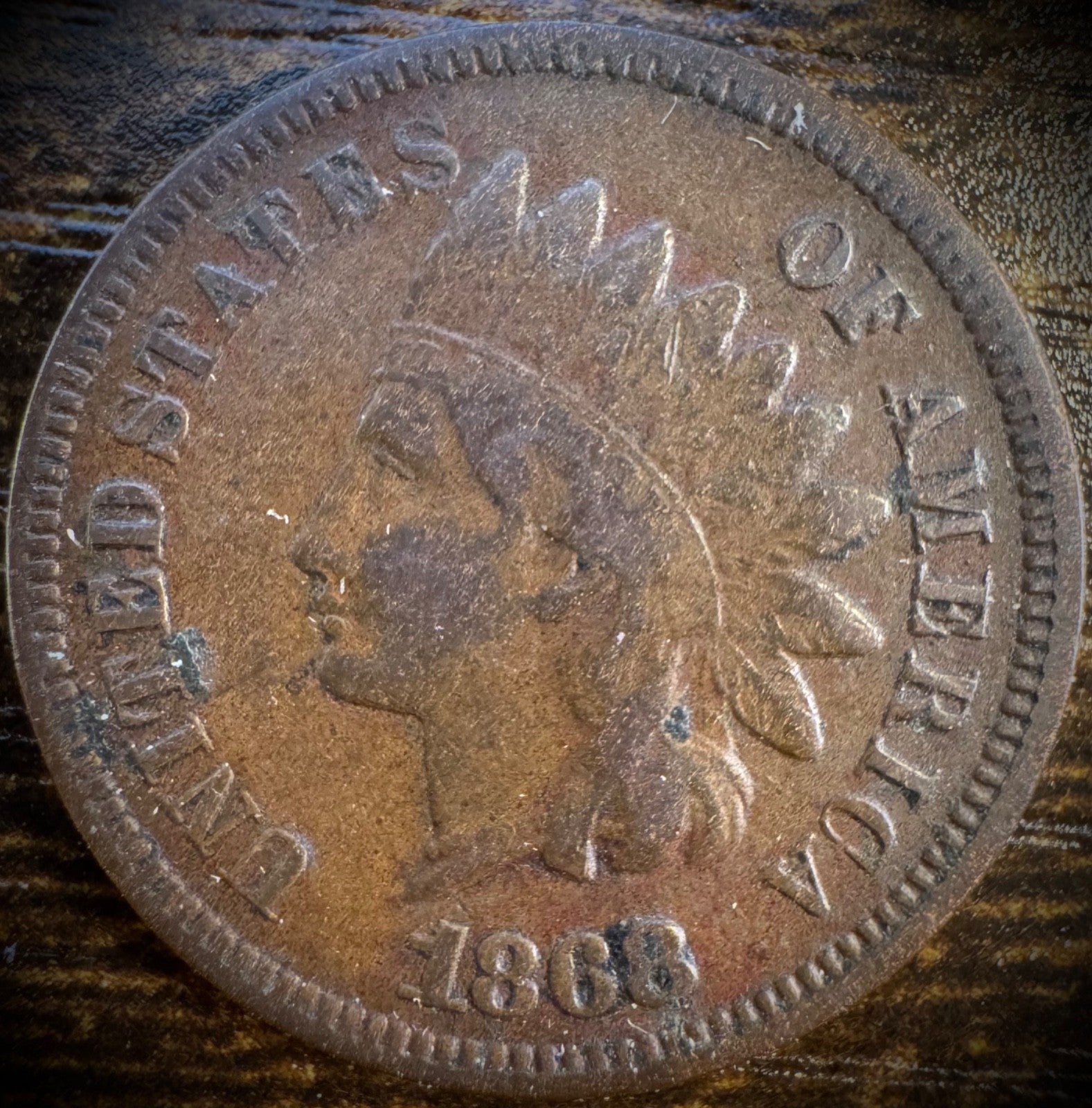 1868 Indian Head Cent Penny SEMI-KEY Date Coin0