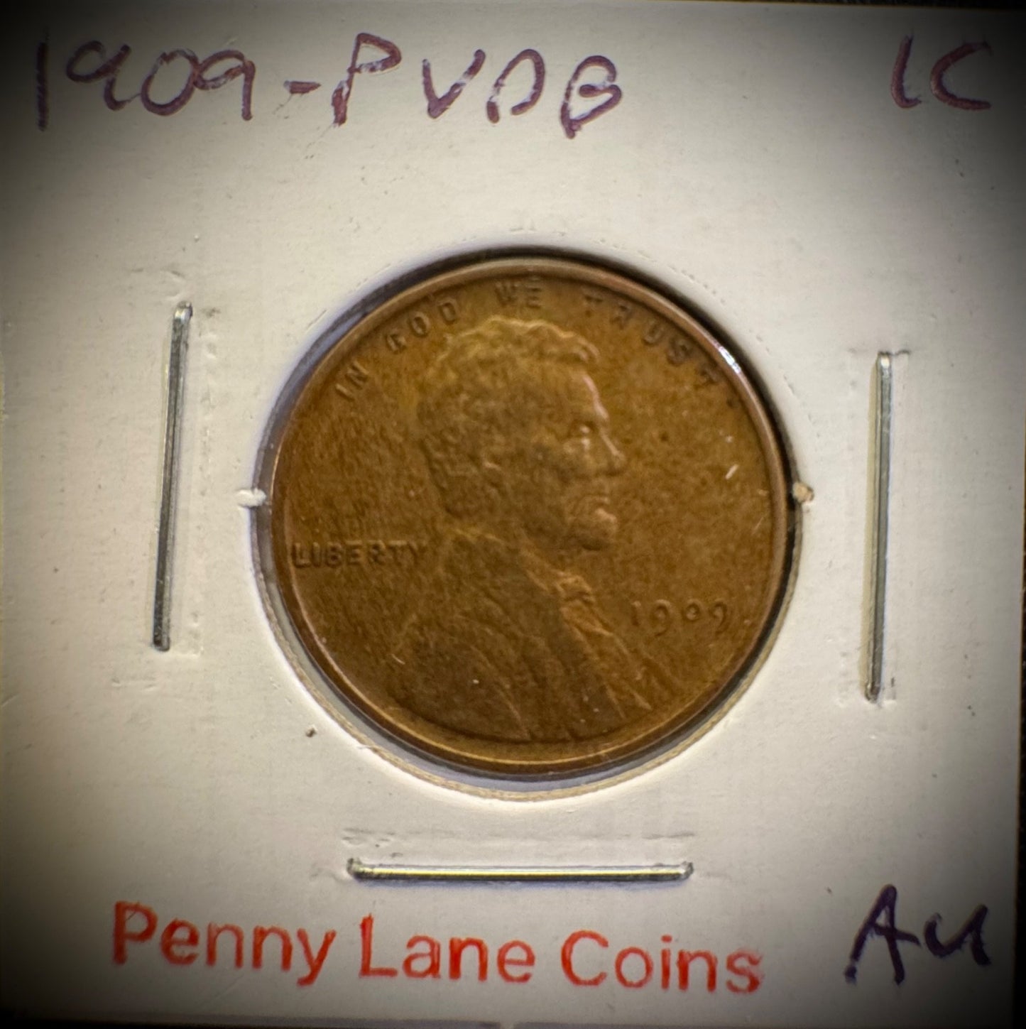1909-P VDB Lincoln Wheat Cent Penny AU About Uncirculated First Year Of Type #92