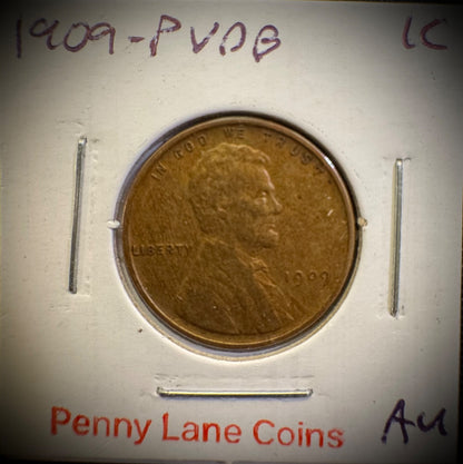 1909-P VDB Lincoln Wheat Cent Penny AU About Uncirculated First Year Of Type #92
