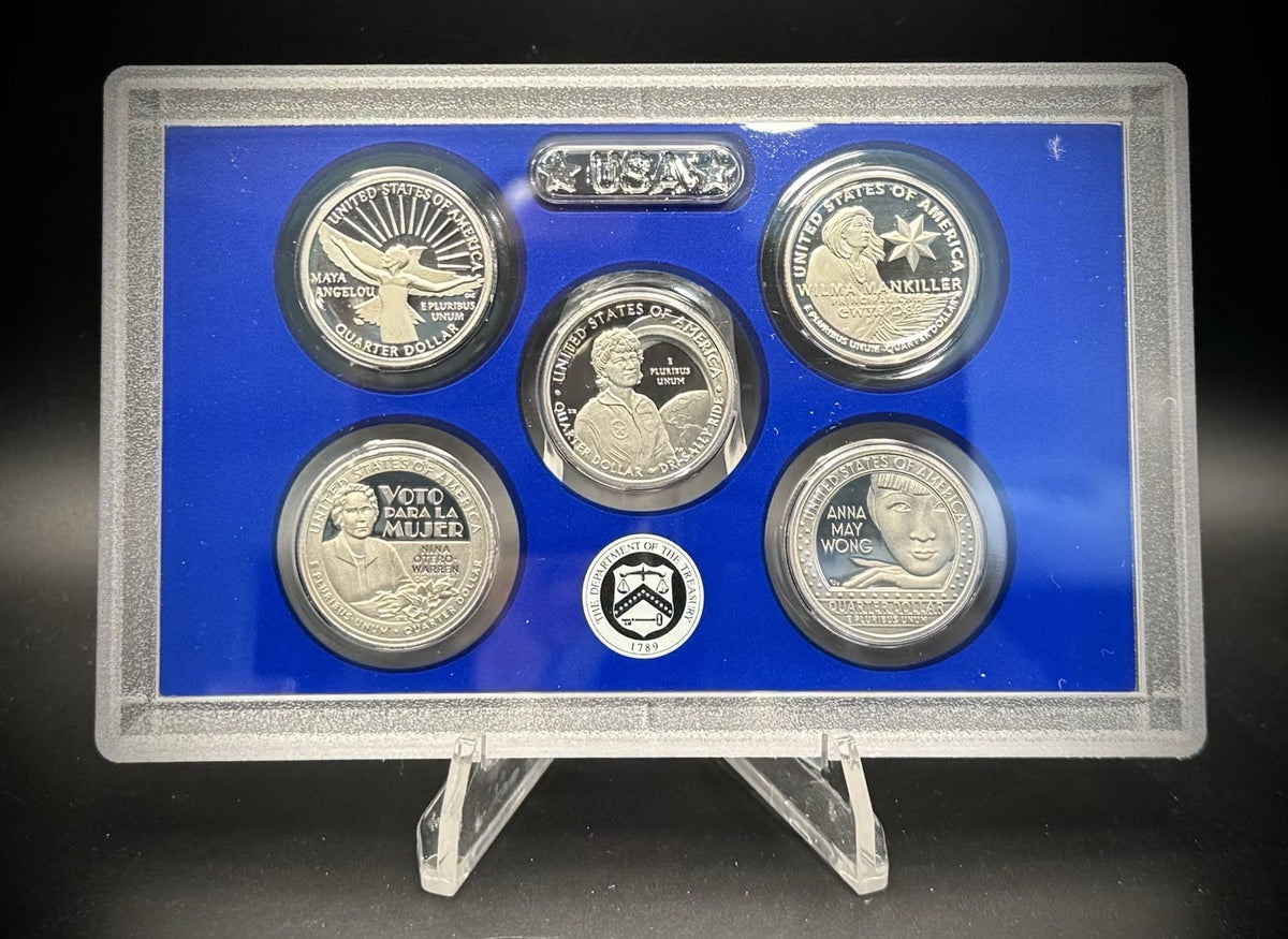 2022-S American Women Quarter GEM PROOF Clad 5 Coin Set w 2022 US MINT Box COA1