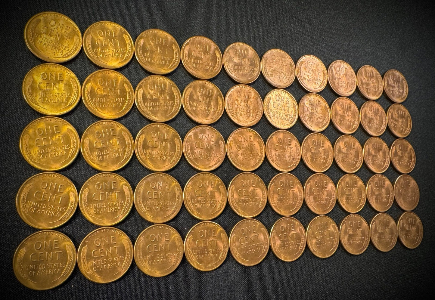 1949-S Lincoln Wheat Cent Penny Red Uncirculated Roll Of 50 Coins7