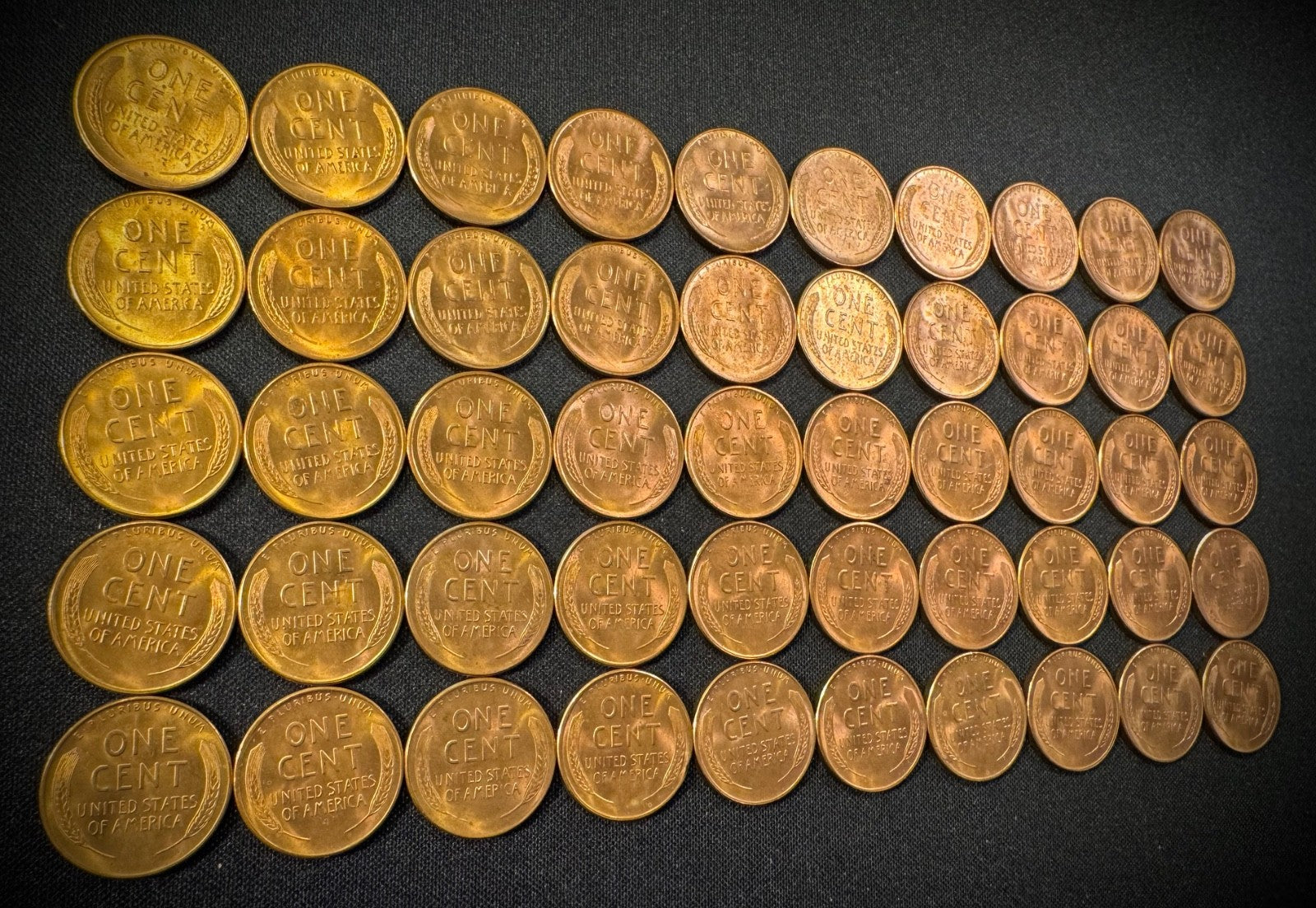 1949-S Lincoln Wheat Cent Penny Red Uncirculated Roll Of 50 Coins7