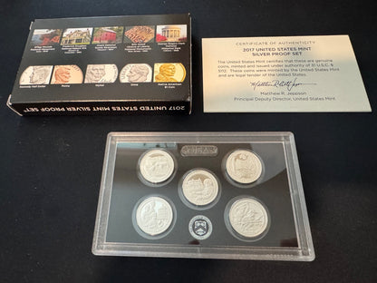 2017-S 90% .900 SILVER America the Beautiful Quarter Set w 2017 US MINT Box COA1