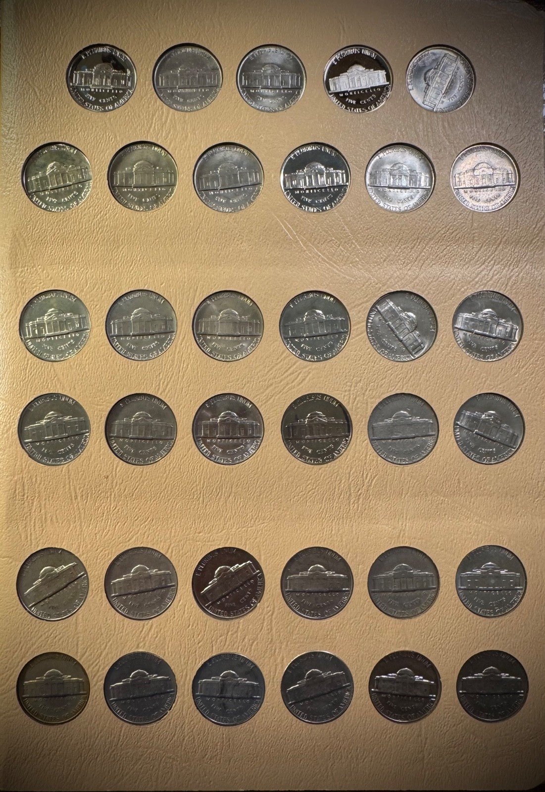 1938-1990 Jefferson Nickel High Grade COMPLETE SET w PROOFS In DANSCO 161 Coins6