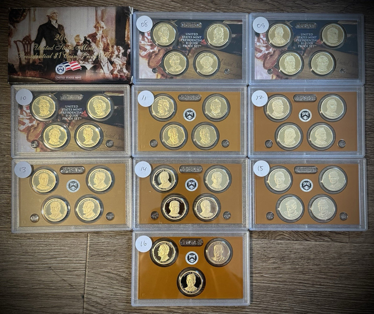 2007-2016 Presidential Dollar GEM PROOF Complete Collection 39 Coin Set US Mint0