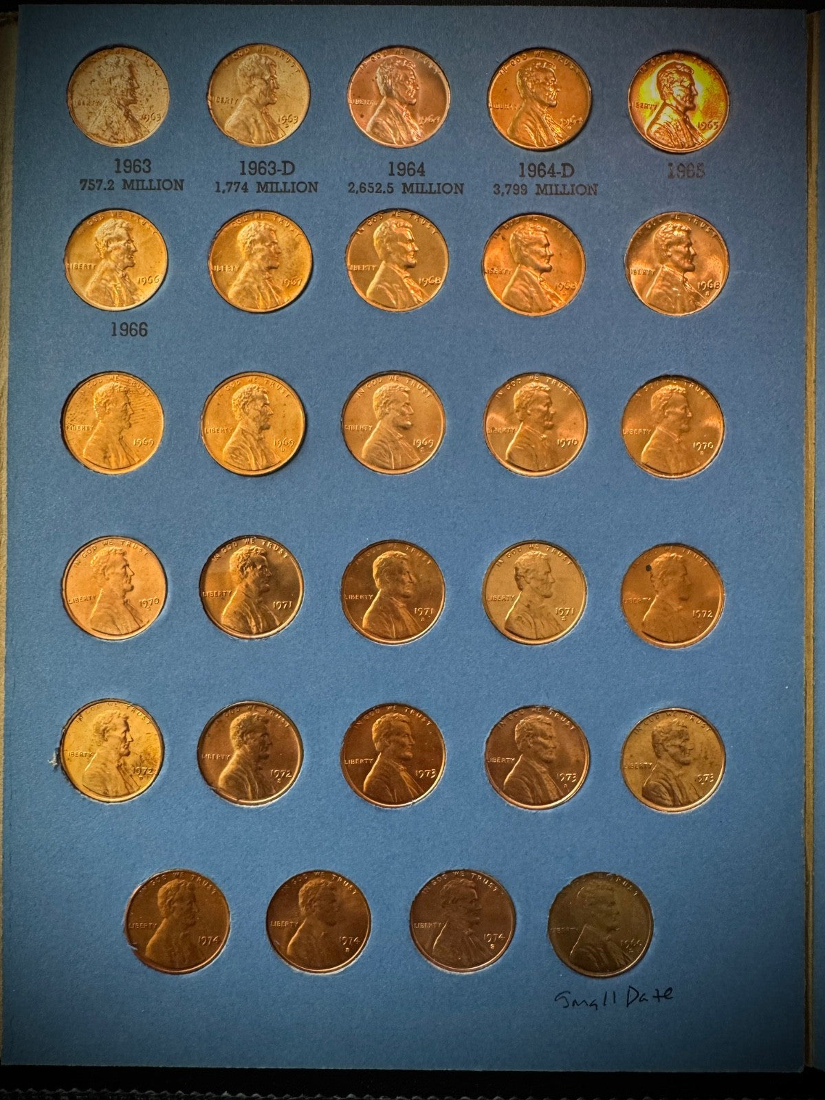 1909 VDB-1974 P D S Lincoln Cent Starter Set 154 Coins 1960-D Small Date Whitman17
