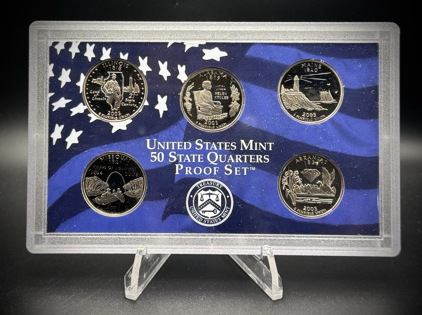 2003-S State Quarter GEM PROOF Clad 5 Coin Set w 2003 US Mint Box and COA0