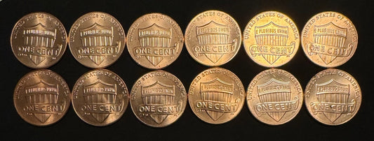 2020-2025 Lincoln Shield Cent P D Uncirculated 12 Coin Lot From Original Rolls1