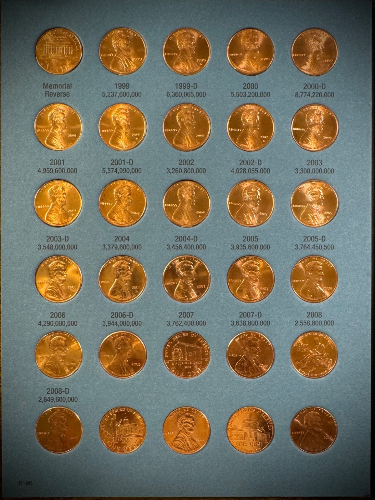 1999-2025 P D BU Lincoln Memorial Shield Cent Set In Whitman Album 61 Coins1