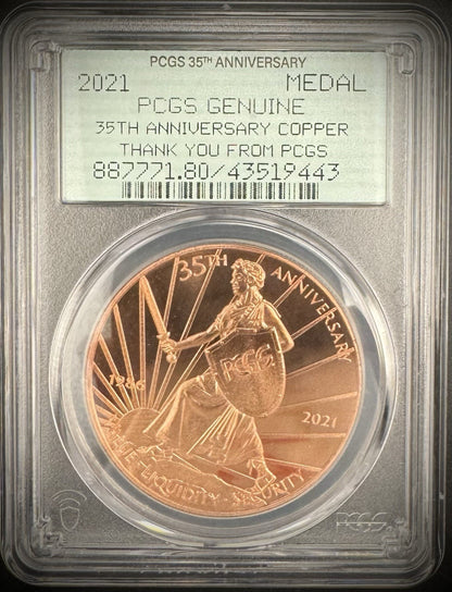 2021 Medal PCGS GENUINE 35th Anniversary Copper Medal Thank You From PCGS0