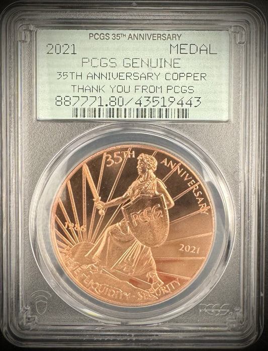 2021 Medal PCGS GENUINE 35th Anniversary Copper Medal Thank You From PCGS0
