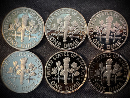 2020 2021 2022 2023 2024 2025 S GEM PROOF Roosevelt Dime 6 Coin Clad Set1