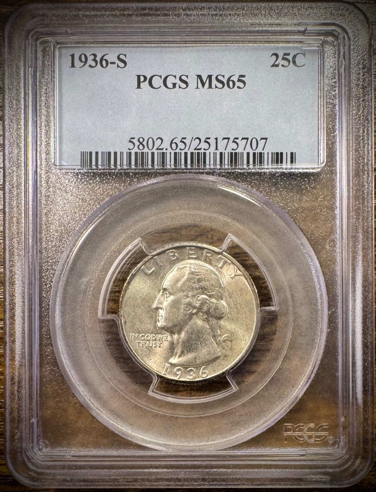 1936-S Washington Quarter PCGS MS65 BLAST WHITE GEM BU Brilliant Uncirculated0