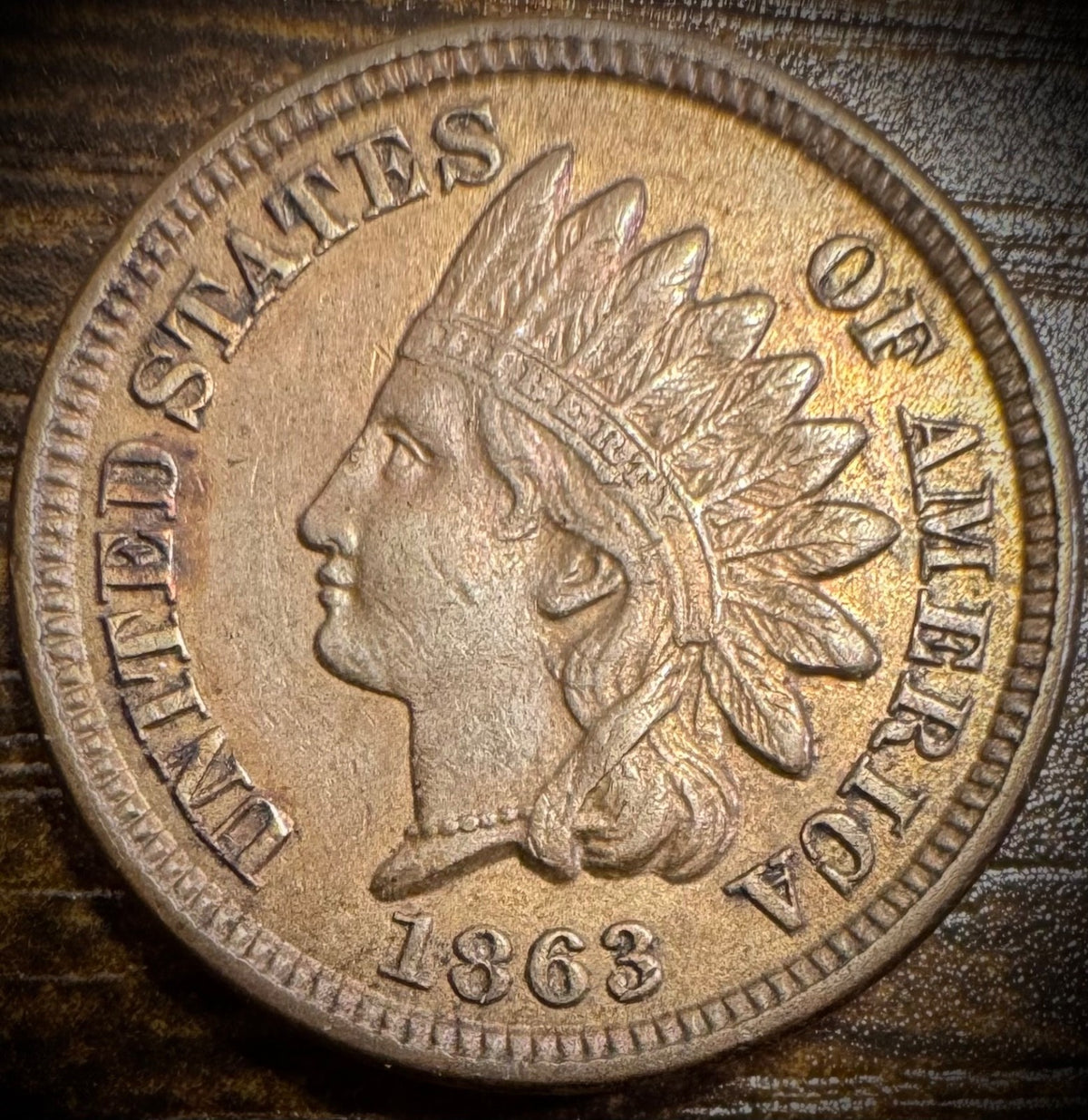 1863 Indian Head Cent Penny AU Copper-Nickel Liberty Diamonds Luster Beauty0