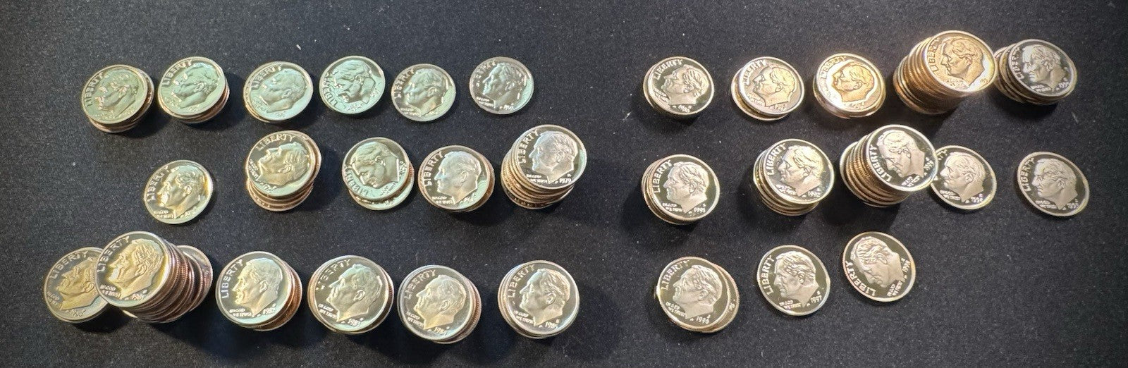 1968-1998 S Roosevelt PROOF Clad Dime Lot Of 151 Coins From US Mint Proof Sets1