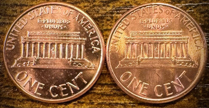 1987 P & D Lincoln Memorial Cent BU 2 Coin Set From Original Rolls1