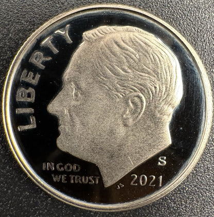 2021-S GEM PROOF Roosevelt Dime 10C Clad DEEP CAMEO Coin0