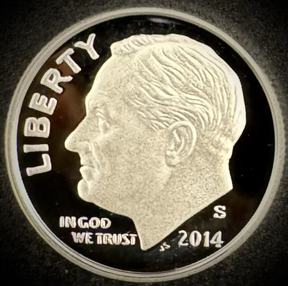 2014-S 90% SILVER GEM PROOF Roosevelt Dime 10C .900 Fine0