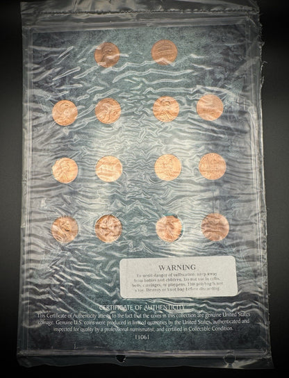 BU Penny Design Collection 1956 1974 2009 2010 P D 14 Coin Lot SEALED NEW COA1