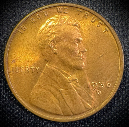1936-D Lincoln Wheat Cent Brilliant Uncirculated RED GEMDripping With Luster0