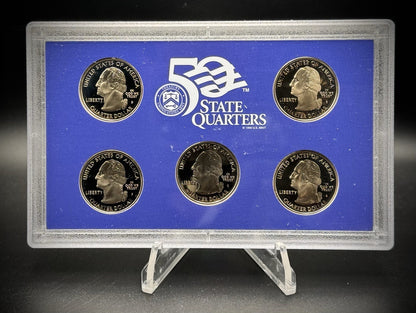 2007-S State Quarter GEM PROOF Clad 5 Coin Set w 2007 US Mint Box and COA1