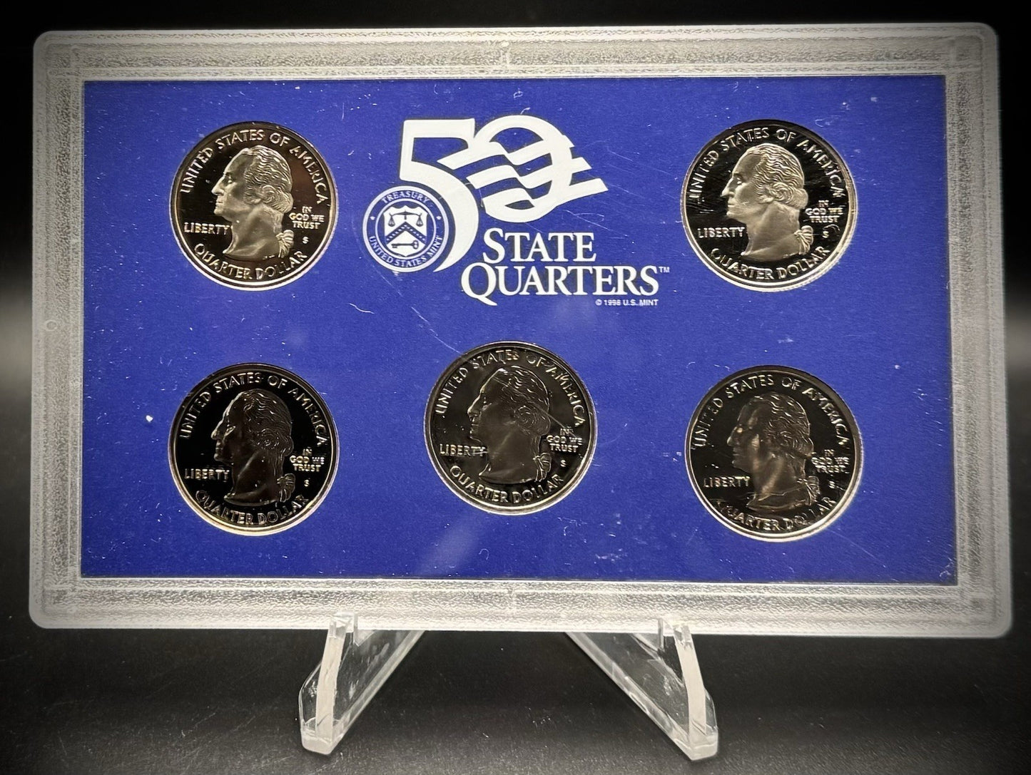 2002-S State Quarter GEM PROOF Clad 5 Coin Set w 2002 US Mint Box and COA1