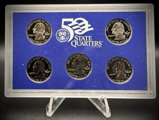2002-S State Quarter GEM PROOF Clad 5 Coin Set w 2002 US Mint Box and COA1