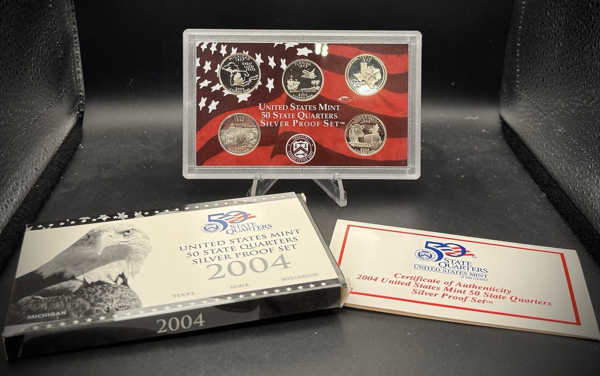 2004-S 90% SILVER America the Beautiful PROOF Quarter Set w US MINT Box COA0