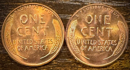 1958 P & D Lincoln Wheat Cent Uncirculated BU 2 Coin Lot From Original Rolls1