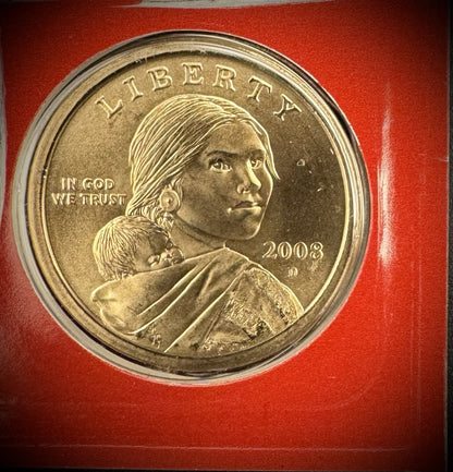 2008 P D Satin Finish Sacagawea Dollar 2 Coin Lot From US Mint Uncirculated Set4